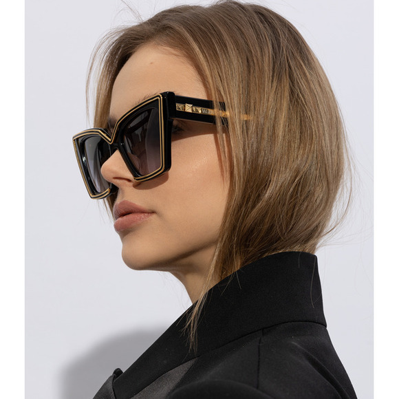 NWT Valentino V-GRACE-BLK - GLD Black Yellow 54mm Sunglasses main image 6